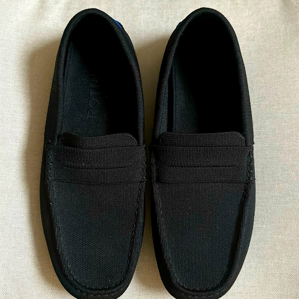 Rothy's The Driving Loafer in Black Slip On Comfort Shoes Knit Washable Size 11